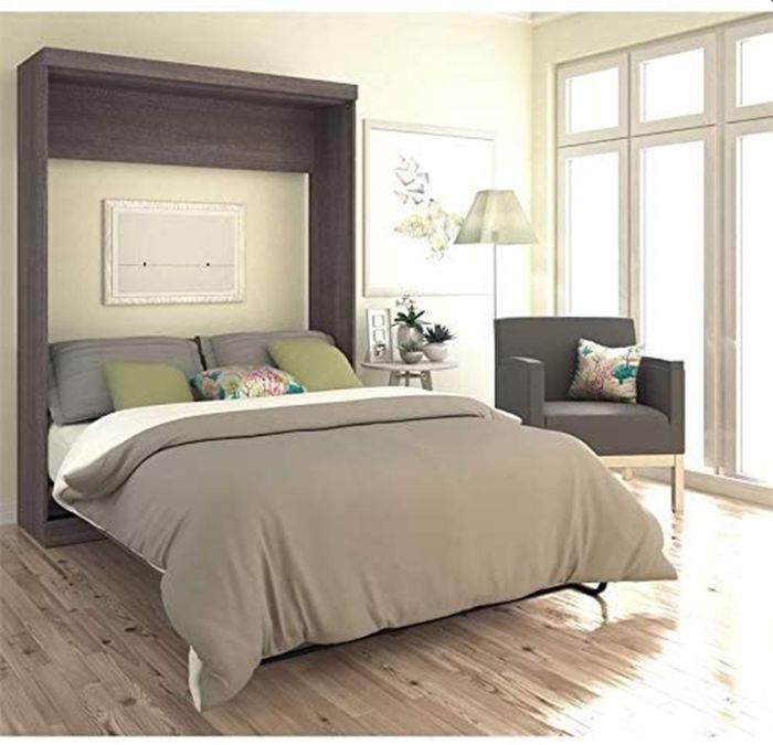 Pemberly Row Puq Easy-Lift Dual Piston Queen Size Murphy Wall Bed